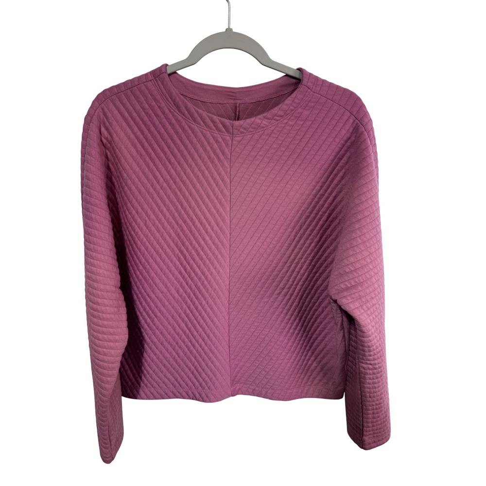 A New Day Women's XS Pink Fuschia Sweatshirt Quilted Long Sleeve Pullover Cozy